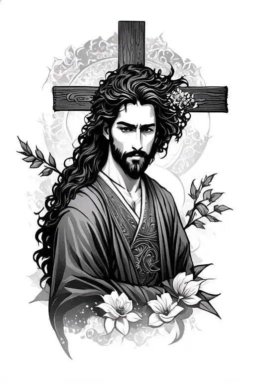 masculine christian tattoo with japanese design tattoo design idea