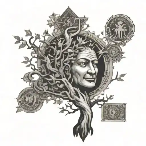 god, money, tree  tattoo design idea