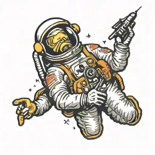modern astronaut ww2 bomb tattoo design idea