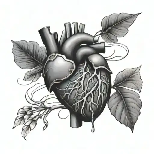 Combination of medicine and heart on the chest tattoo design idea