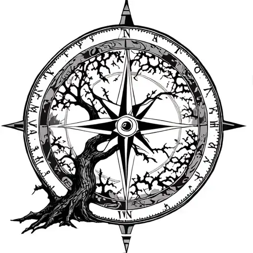 tree compass family tree tattoo design idea