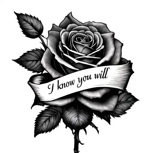 gothic roses, with "I know you will" written underneath tattoo design idea