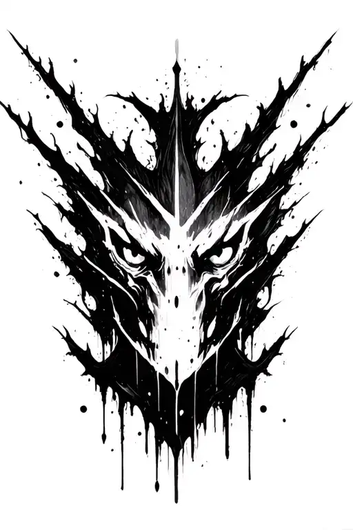 dark abstract, expressive blackwork, raw brush strokes saying bite the bullet tattoo design idea