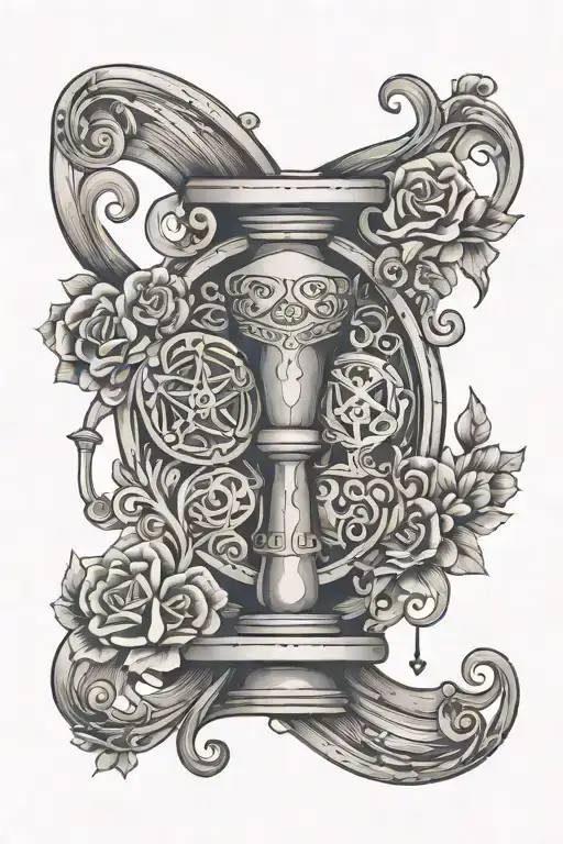 Gemini sign with hourglass tattoo design idea