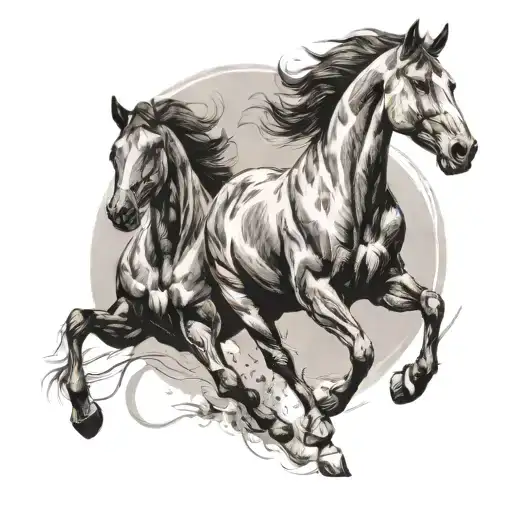a horse and a dog are running and looking at each other tattoo design idea