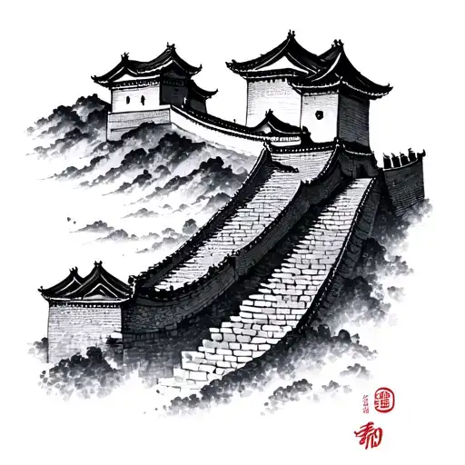Great Wall of china small simple tattoo design idea
