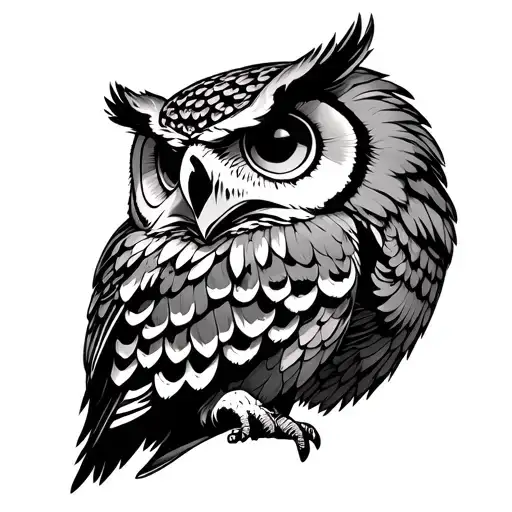 Owl with skull tattoo design idea