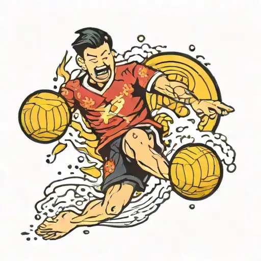 XD emoji and volleyball player diving tattoo design idea