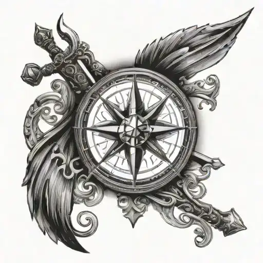 nordic compass and sword back tattoo tattoo design idea