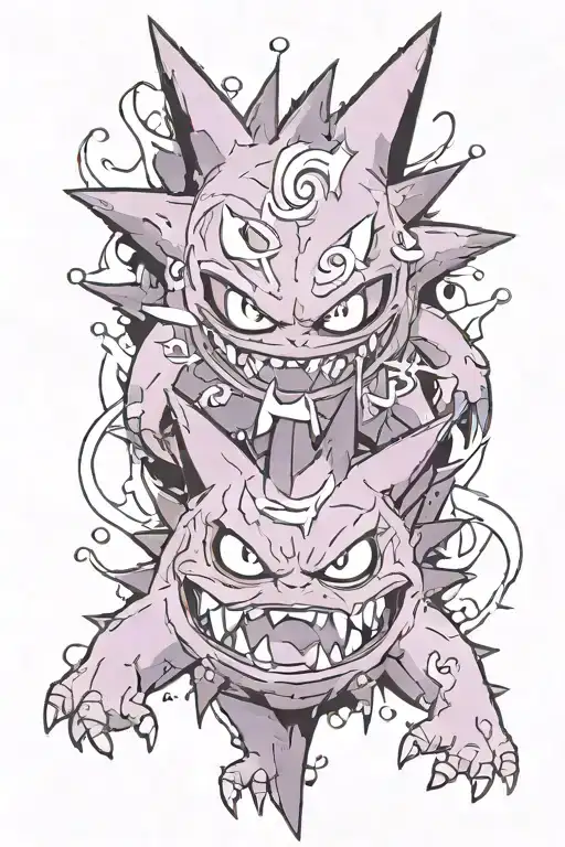 gengar pokemon side by side tattoo design idea
