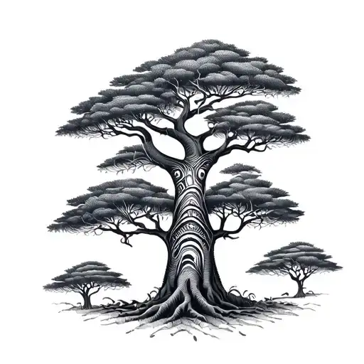 A tribal-inspired design featuring the Baobab tree, a symbol of strength and resilience in Africa tattoo design idea