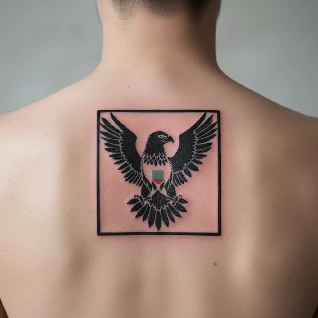 full body eagle from the mexican flag, traditional american style tattoo design idea