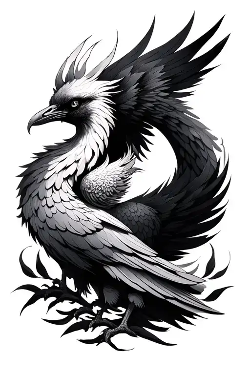 sanskrit symbol for breathe and pheonix tattoo design idea