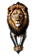 knight with lion tattoo design idea