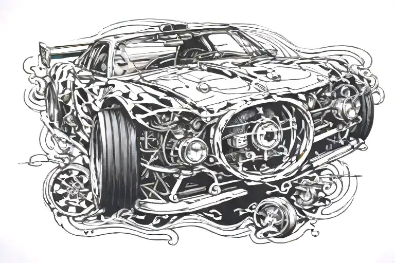 car racing tattoo design idea