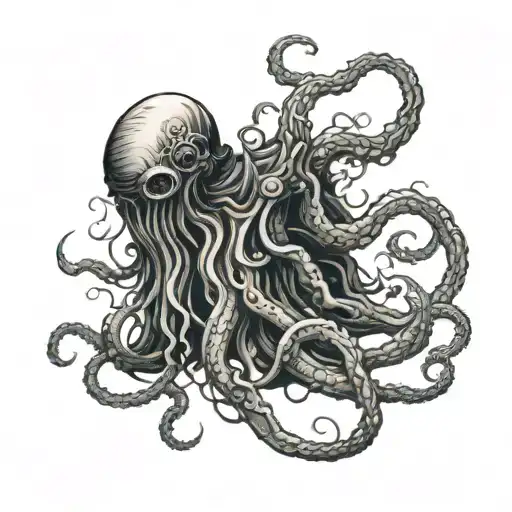 Underwater Diver, cthulhu tentacles, Death tattoo design idea