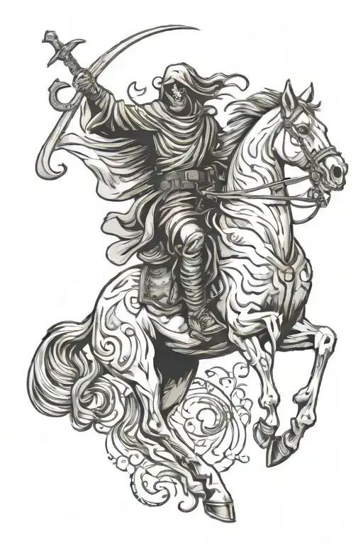 Grim Reaper On Pale Horse bucking tattoo design idea