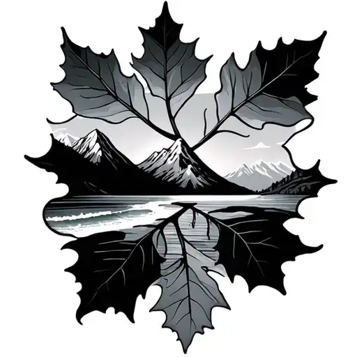 Aspen leave with mountain and beach theme inside tattoo design idea