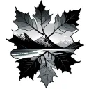 Aspen leave with mountain and beach theme inside tattoo design idea