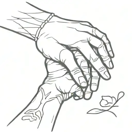 grandmother and grandson holding hands tattoo design idea