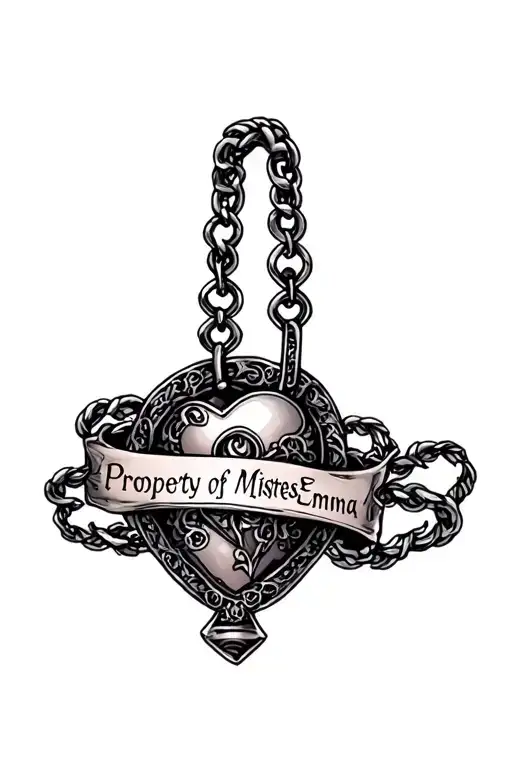 "Property_of Mistress_Emma" chastity cuck lock tattoo design idea