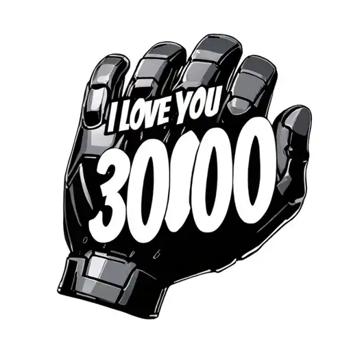 i love you 3000 text with iron mans glove from end game tattoo design idea