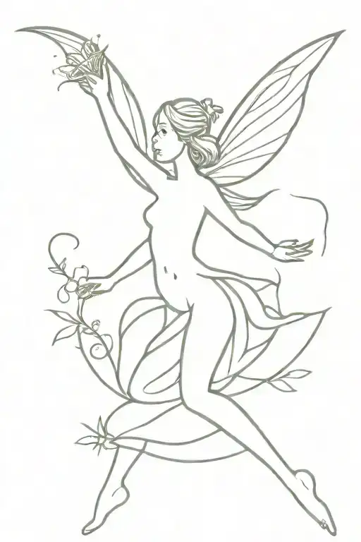 fairy flying tattoo design idea