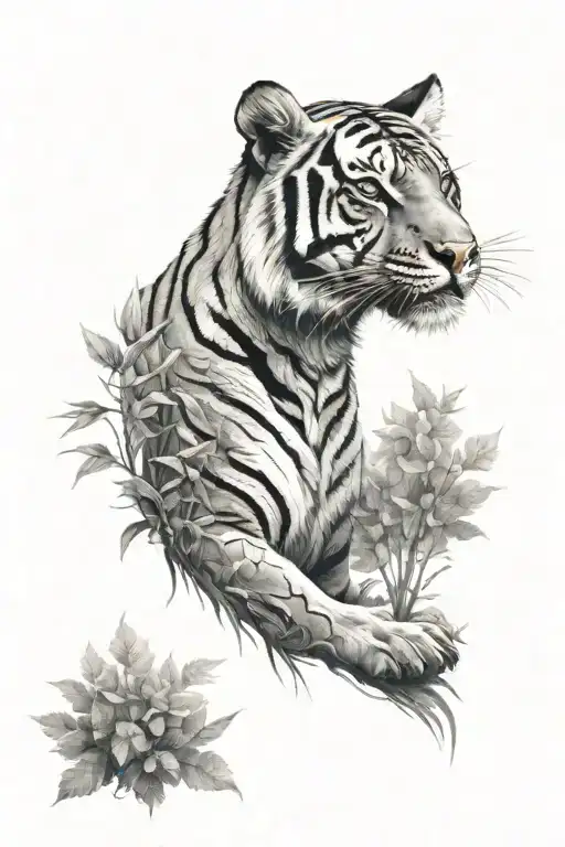 tiger in the forest tattoo design idea