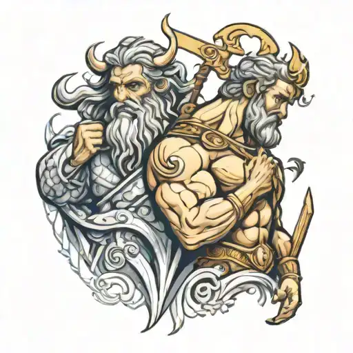 zeus y poseidon tattoo design idea