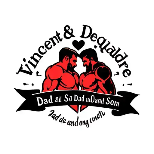 "Vincent & DeQuadre Dad and Son" heart and muscld tattoo design idea