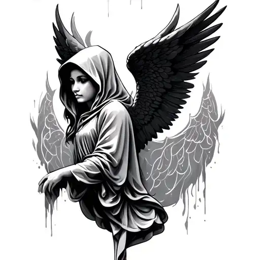 Hooded Angel tattoo design idea