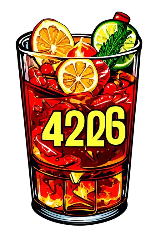 traditional Molotov cocktail with numbers 42025 tattoo design idea
