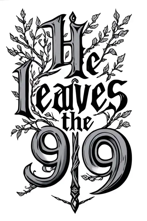 "He leaves the 99 " Shepard's staff intertwined with branches tattoo design idea