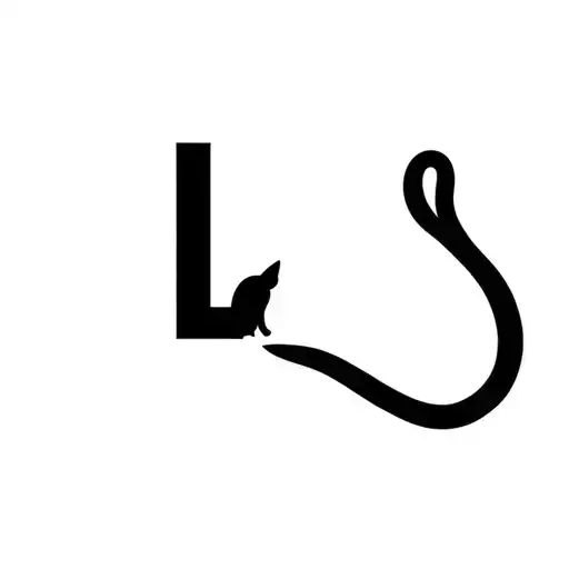 cat silhouette with a tail that's the letter L tattoo design idea