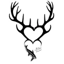 "Gone Bush Forever Free" "Gone Bush Forever Free" deer antlers making a heart with a fish jumping tattoo design idea