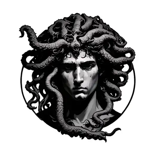 "property of Bethany" male slave worshipping Medusa tattoo design idea