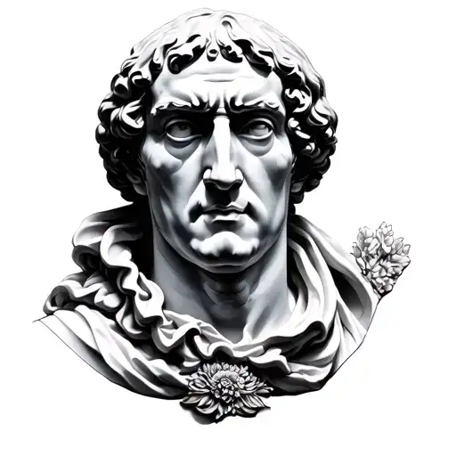 machiavelli statue head tattoo design idea