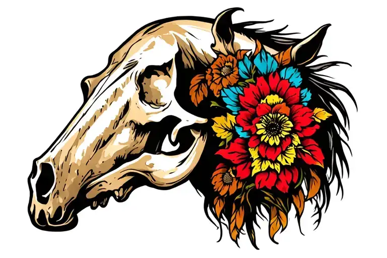 horse skull from side view with no hair tattoo tattoo design idea