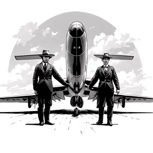 airplane, wright brothers holding hands tattoo design idea