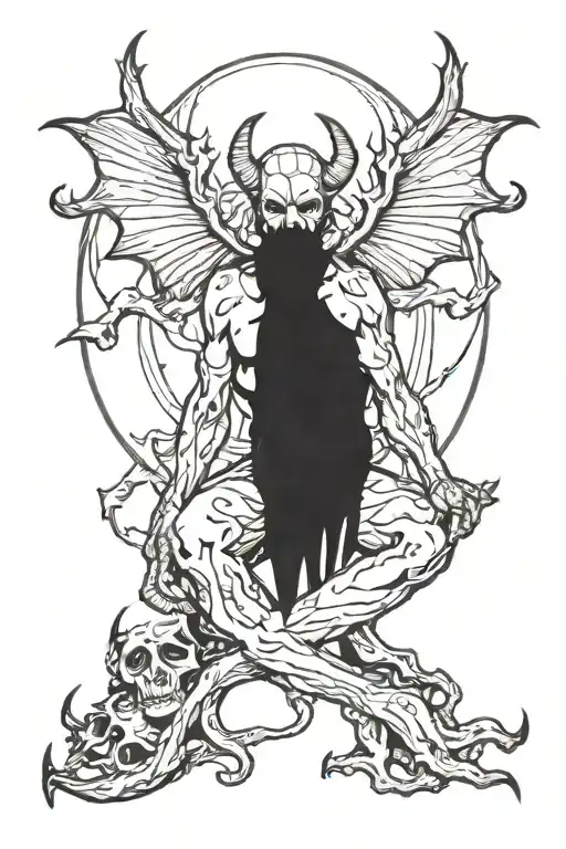 satan depression tattoo design idea