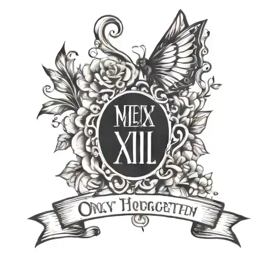 the phrase "only those who are forgotten die" and the date "VI.XIII.MCMXLIX" tattoo design idea