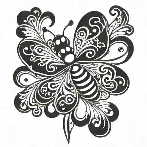 ladybug and four leaf clovers tattoo design idea