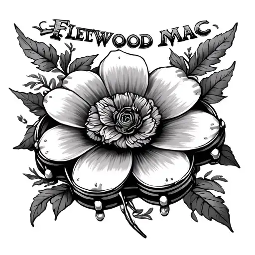 Fleetwood Mac band flower logo and tambourine tattoo design idea