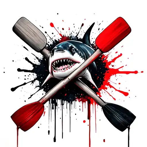 shark and crossed rowing oars intertwined tattoo design idea