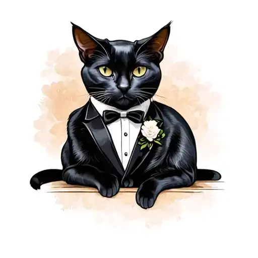 one black cat one tuxedo cat tattoo design idea