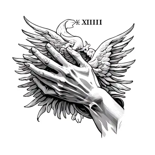 Creation of Adam hands and Roman numeral 3:11 tattoo design idea