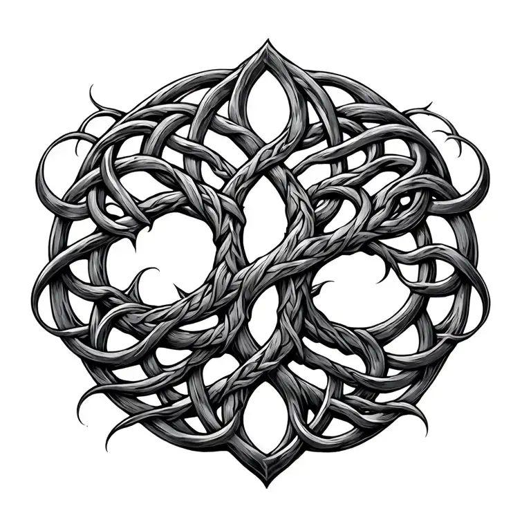 celtic tree intertwined tattoo design idea