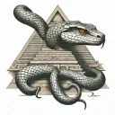 A king cobra wrapped around a pyramid with intricate detailing tattoo design idea
