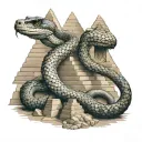A king cobra wrapped around a pyramid with intricate detailing tattoo design idea