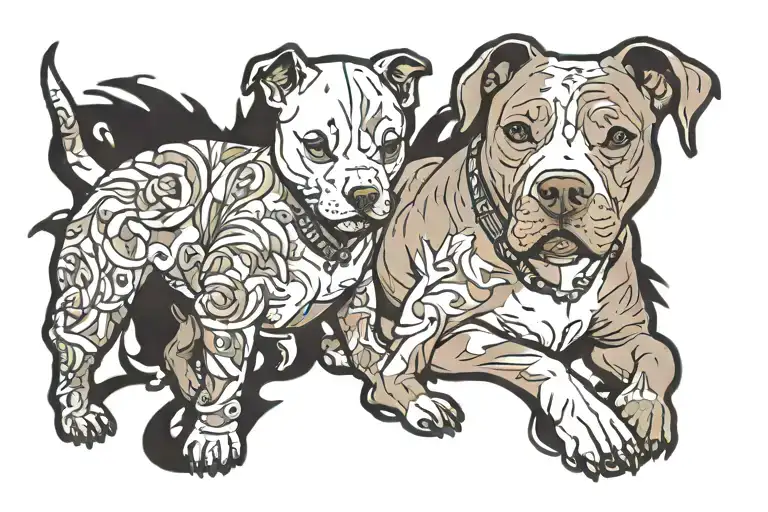 pit bull dog with owner  tattoo design idea